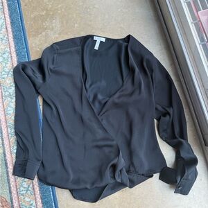 Leith Size Small Elegant Black Women's Wrap Top